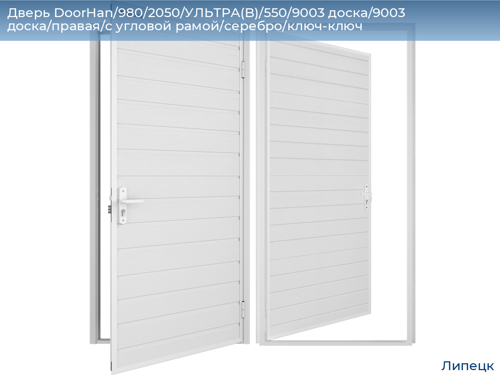 Дверь DoorHan/980/2050/УЛЬТРА(B)/550/9003 доска/9003 доска/правая/с угловой рамой/серебро/ключ-ключ, lipetsk.doorhan.ru