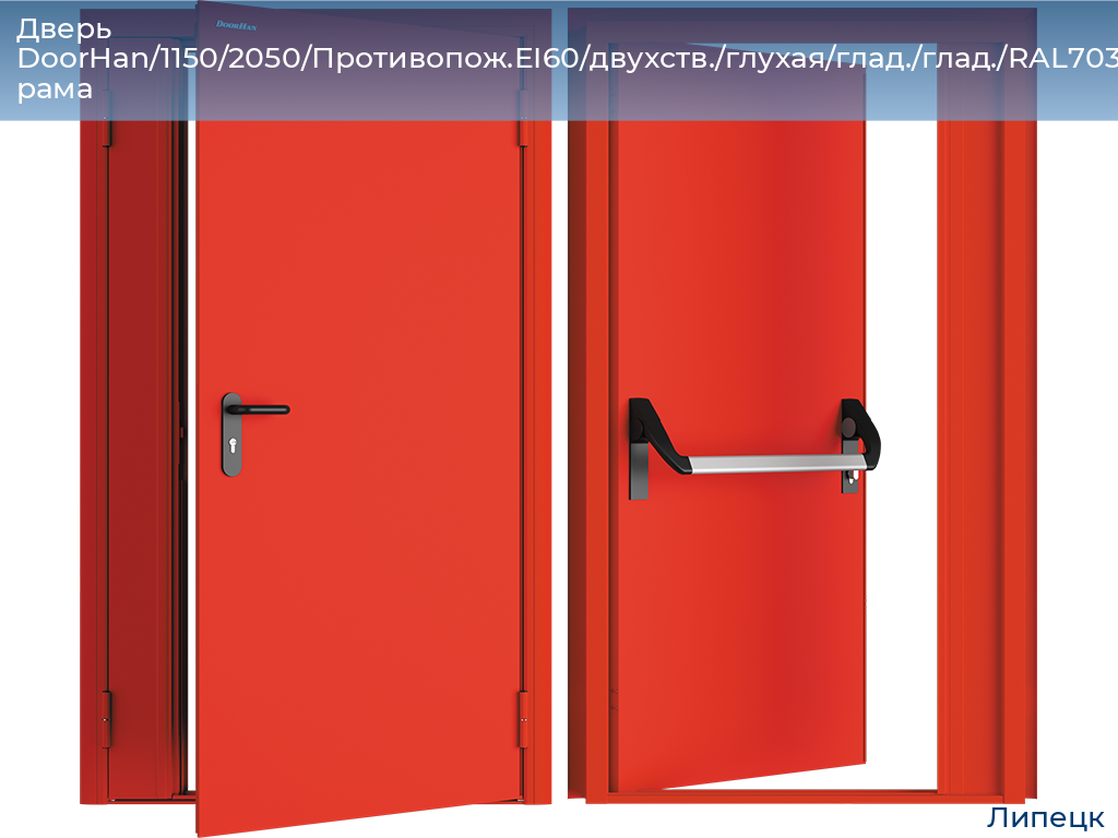Дверь DoorHan/1150/2050/Противопож.EI60/двухств./глухая/глад./глад./RAL7035/прав./угл. рама, lipetsk.doorhan.ru