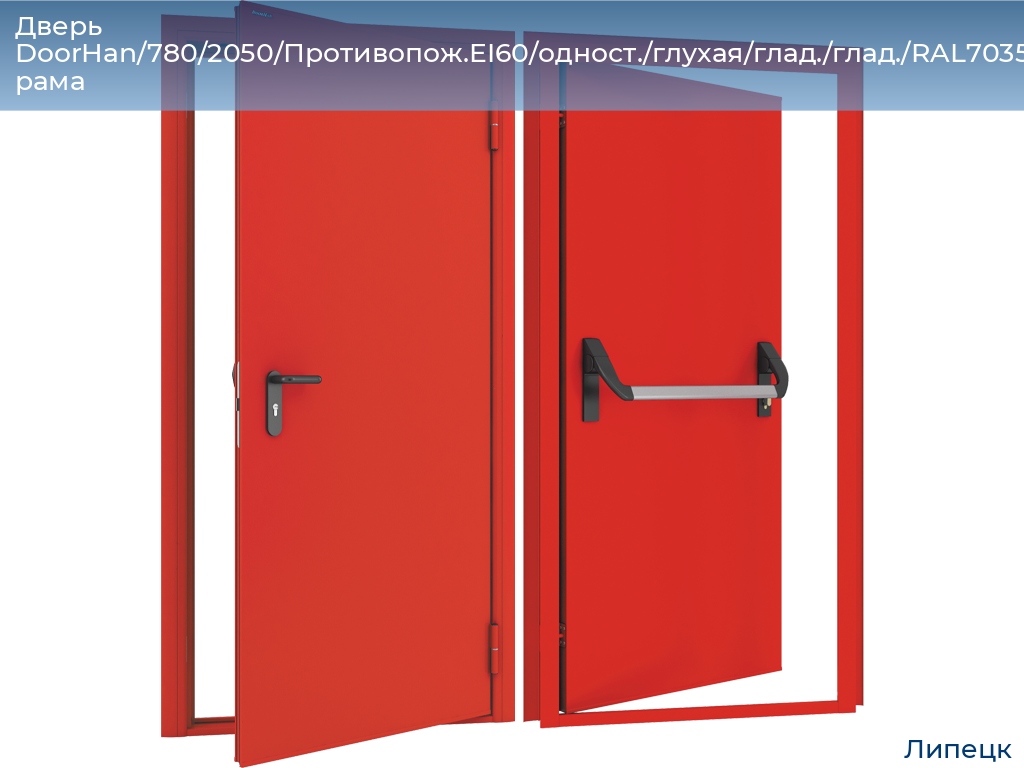 Дверь DoorHan/780/2050/Противопож.EI60/одност./глухая/глад./глад./RAL7035/лев./угл. рама, lipetsk.doorhan.ru