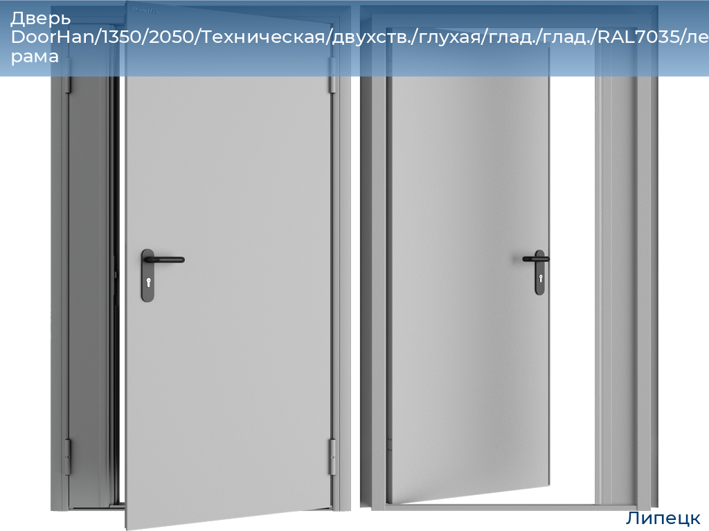 Дверь DoorHan/1350/2050/Техническая/двухств./глухая/глад./глад./RAL7035/лев./угл. рама, lipetsk.doorhan.ru