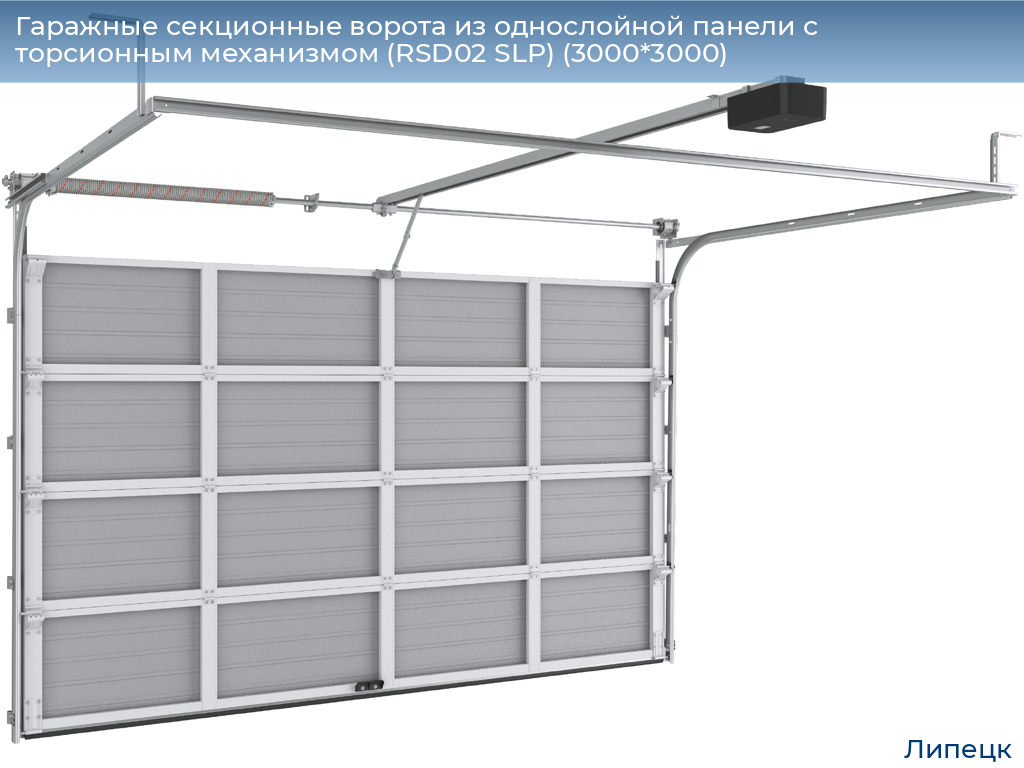 Гаражные секционные ворота из однослойной панели с торсионным механизмом (RSD02 SLP) (3000*3000), lipetsk.doorhan.ru