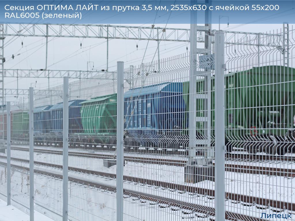 Секция ОПТИМА ЛАЙТ из прутка 3,5 мм, 2535x630 с ячейкой 55х200 RAL6005 (зеленый), lipetsk.doorhan.ru